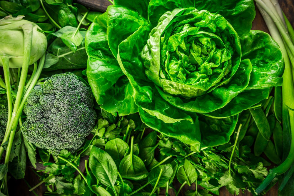 Green,organic,vegetables,and,dark,leafy,food,background,as,a