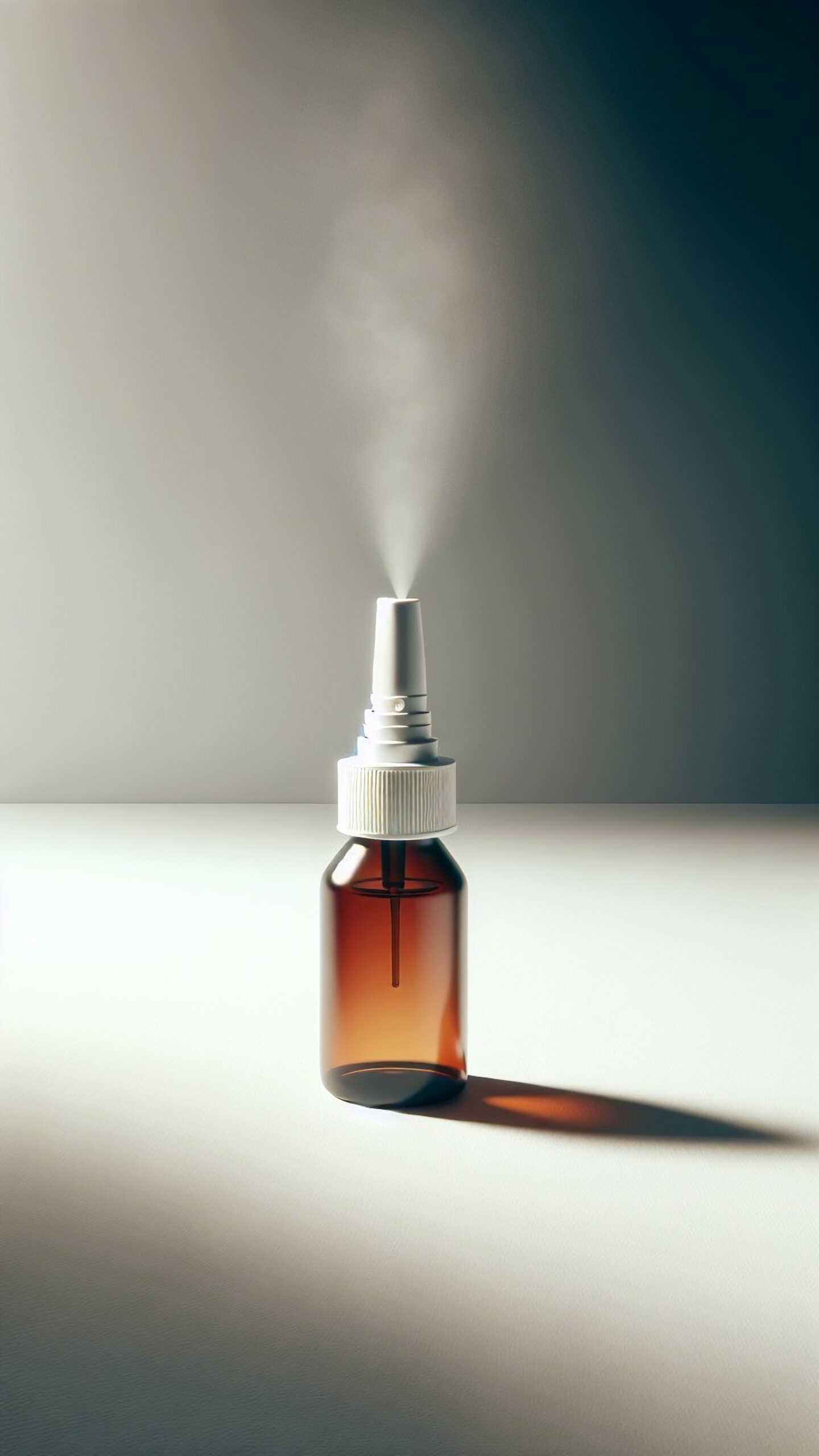 Closeup,Front,Facing,View;,A,Nasal,Spray,Bottle,With,White